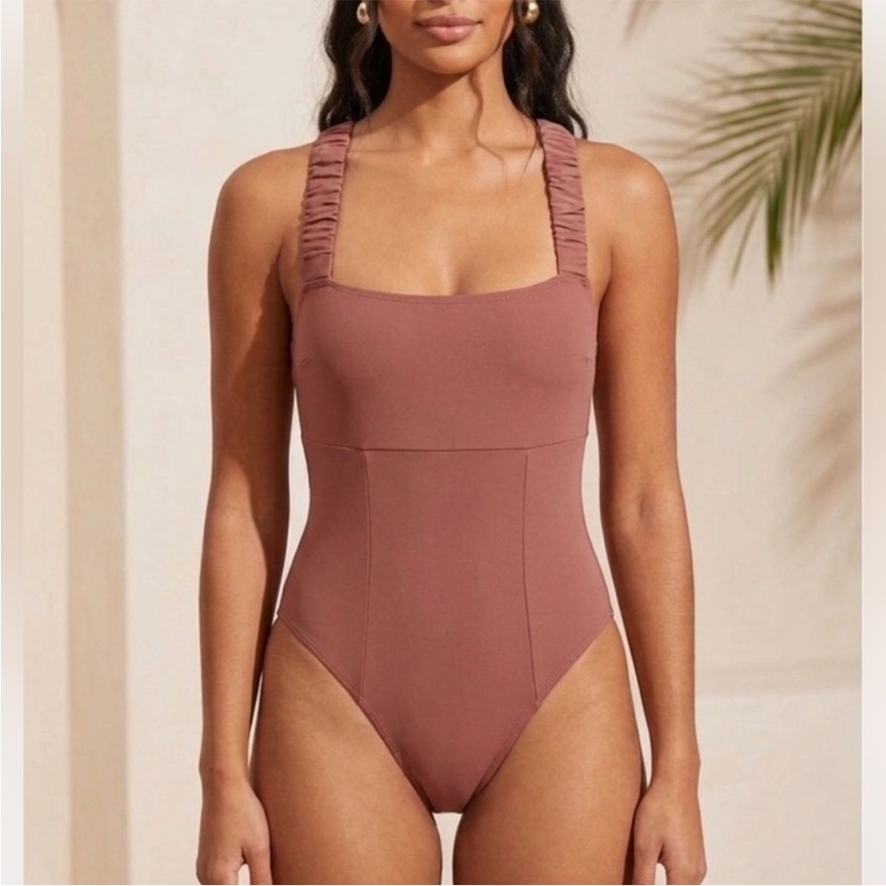 NOMADS SWIMWEAR Wave One Piece Swimsuit Dusty Rose Size Small